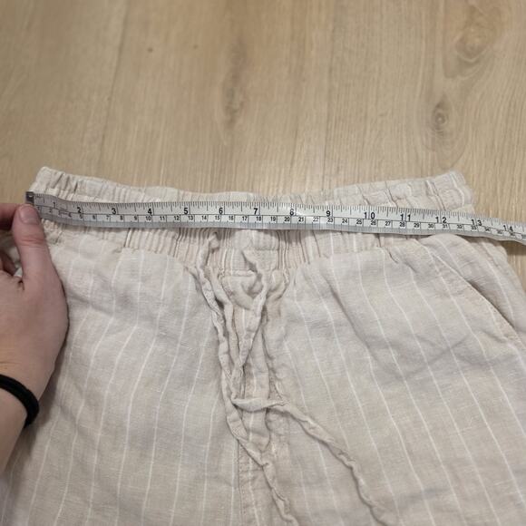 Cotton On Cream White Striped 100% Linen Coastal Pull On Jogger Pants Size Small - Picture 5 of 8